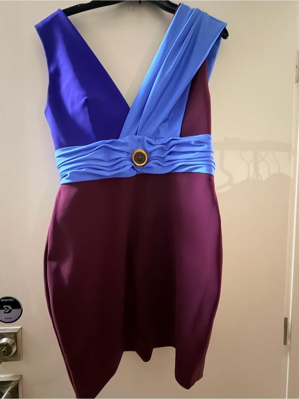 Roberto Cavalli One-Shoulder Dress in Royal Blue, Sky Blue and Plum